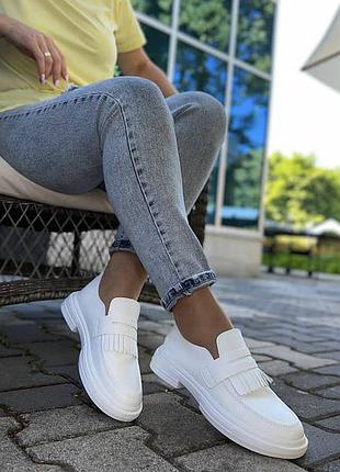 Белые женские лоферы (36-41)