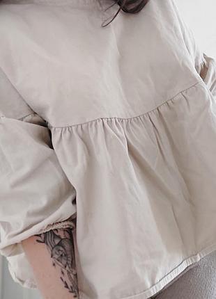 Джинсова айворі нюд біла молочна сорочка літня курточка блуза оверсайз вільного крою як пончо