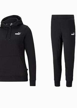 puma Костюм женский спортивный костюм на флисе худи и штаны black logo