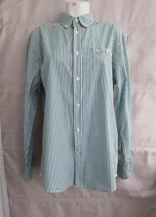Рубашка от tom tailor бело зеленая полоска размер м