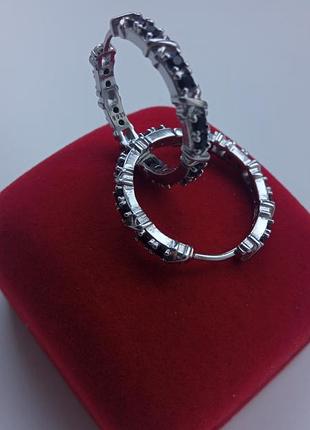 Сережки срібні срібло  s925 silver кільця кульчики конго  чорна шпінель ювелірна  прикраса  подарунок готичний стиль