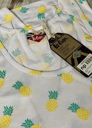 Майка жіноча lee cooper біла в ананаси 🍍 натуральна бавовна розмір xs