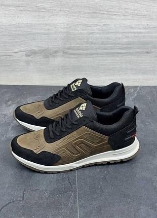 Удобные мужские кроссовки натуральная кожа оливкого цвета тиснения columb