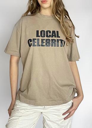 Футболка хакі оверсайз унісекс бежева пісочна local celebrity