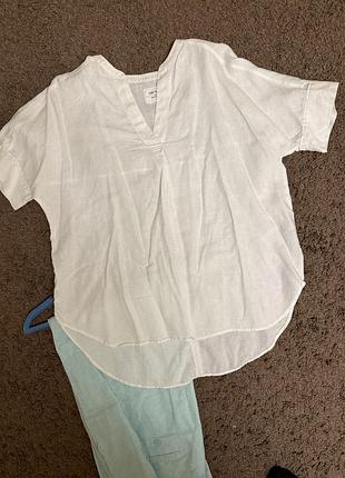 Блуза лен белая