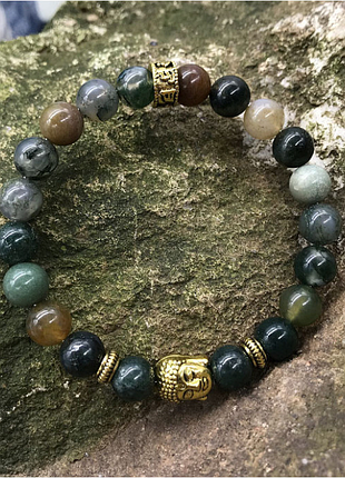 Браслет голова будды индийский агат