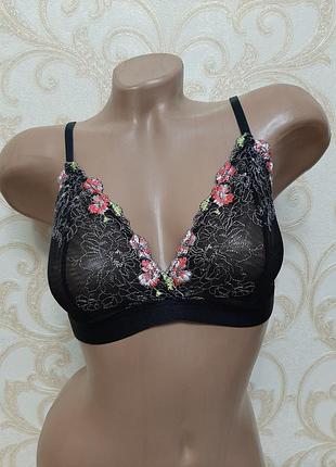 Красивый бюстгальтер бралетт сеточка с вышивкой m&s