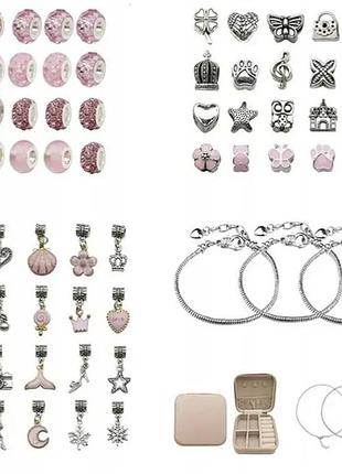 Набор для творчества, создания украшений шарм подвесок и браслетов pandora в коробке2 фото