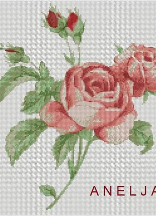 Схема вишивки хрестиком троянди 2