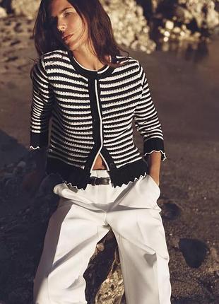 Смугастий кардиган з воланами zara new