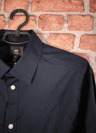 Классическая однотонная базовая рубашка приталенная h&amp;m easy iron slim fit