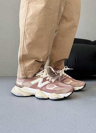 Женские кроссовки new balance 9060 brown and caramel