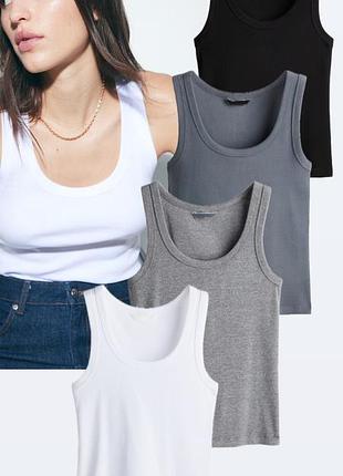 Базовая майка в рубчик от h&m новая модель
