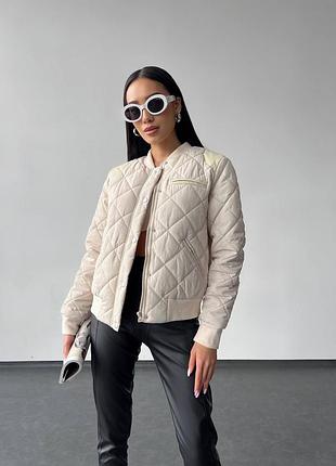 Стильный стеганый бомбер на молнии, весенний бомбер от -5 до +15