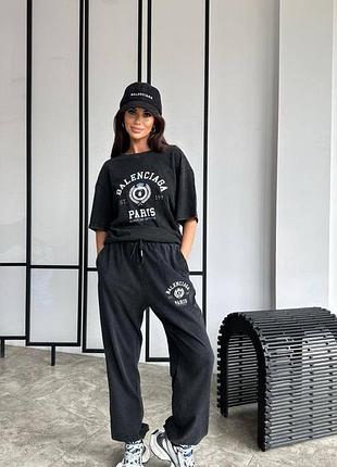 Костюм спортивный графит вываренный серый футболка брюки