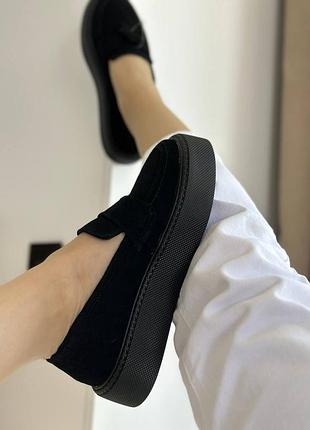 Женские лоферы черные лоферы замшевые лоферы7 фото