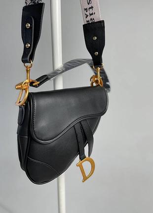 Saddle black leather брендовая женская черная стильная сумочка известный бренд жіноча елегантна чорна сумка