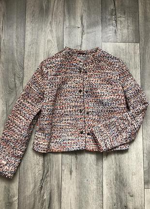 Укороченный жакет твидовый h&m  на кнопках