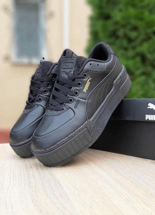 Женские кроссовки пума puma cali black fur (мех)