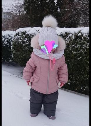 Шапка на флисе зимняя на девочку набор с хомутом
