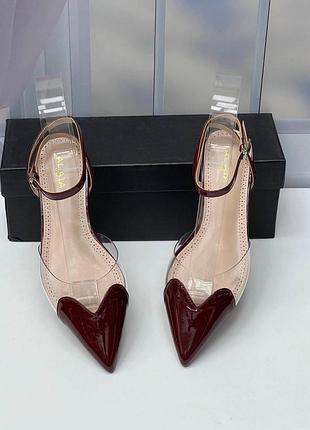 Брендові жіночі лакові босоніжки мюлі