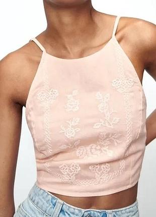 Топ з вишивкою zara h&m