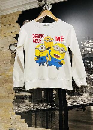 Женский свитшот белый с миньонами 100%котон