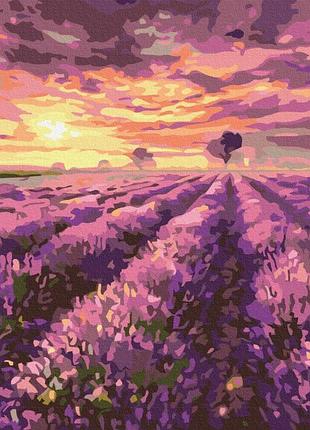Картина за номерами лавандовий захід сонця bs3230 40х50 см