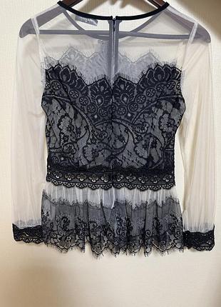 Блуза прозрачная с кружевом, италия