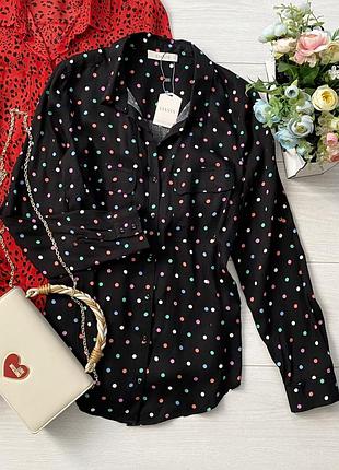 Черная рубашка в горох oasis, размер 1097 (наш 42-44)