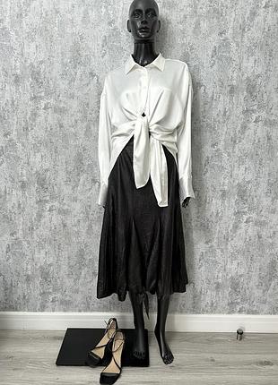 Шелковая рубашка блузка h&m и юбка из мягкой экокожи