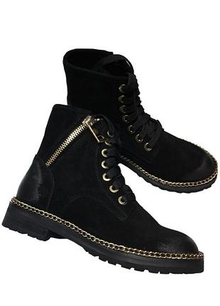 Черные женские замшевые ботинки