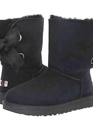 Черные угги с лентой