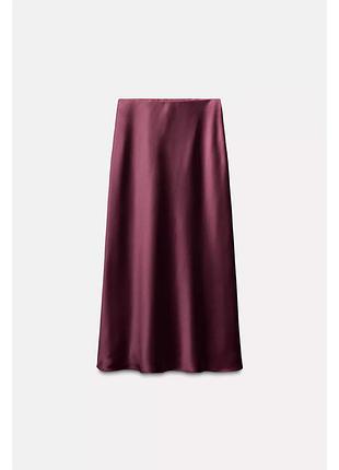 Атласная юбка зара zara средней длины юбка юпка