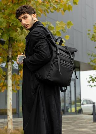 Чоловічий рюкзак рол sambag rolltop чорний тканевий