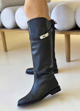 Женские кожаные сапоги трубы жокеи