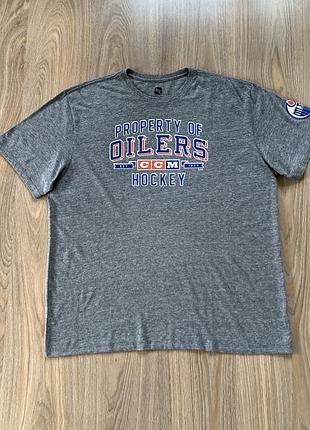 Чоловіча бавовняна футболка з принтом ccm nhl edmonton oilers
