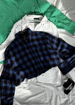 Рубашка в клетку укороченная