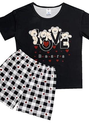 Женская пижама футболка с шортами love л-3хл