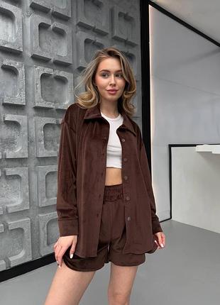 Велюровий костюм сорочка і шорти різні кольори