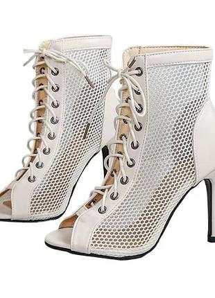 Туфлі хілси для танців хай хілс high heels молочний колір2 фото