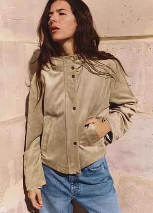 Куртка вкорочена бежева замша zara new
