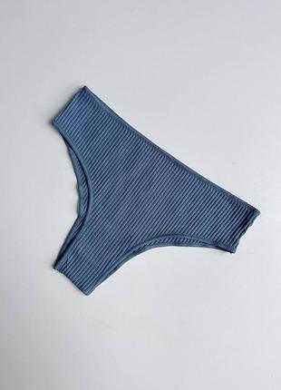 Женские хлопковые трусики бразильяны в рубчик средней посадки