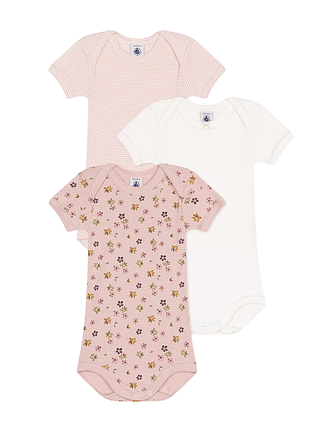 Набор хлопковых боди petit bateau с короткими рукавами и цветочным принтом  3 шт (6м/67 см)