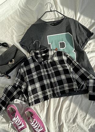Короткая рубашка в клетку h&m