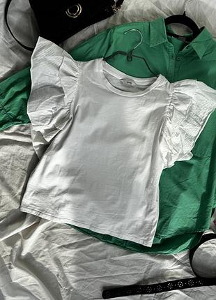 Белая футболка с рукавами рюшами george