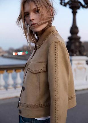 Куртка женская бежевая коричневый zara new2 фото