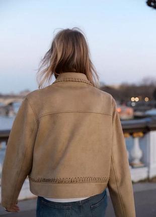 Куртка женская бежевая коричневый zara new4 фото