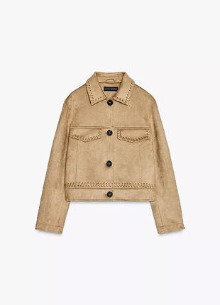 Куртка женская бежевая коричневый zara new3 фото