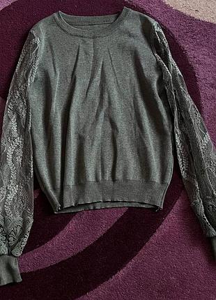 Кофта серо-голубая